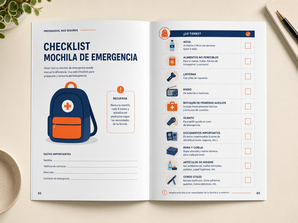 Checklist de mochila de emergencia imprimible